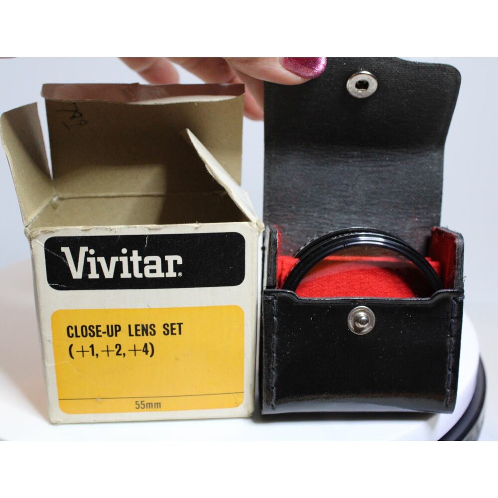 Vintage Vivitar Close-Up Lens Set 55mm +1 +2 +4 Macro Filters Japan with Box